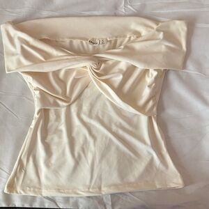 Cream Twist Front Blouse
